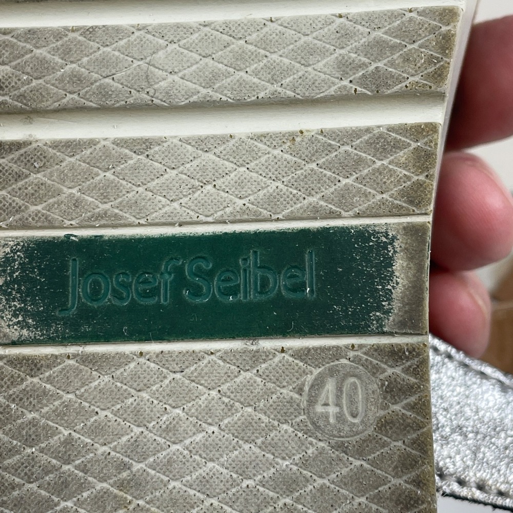 Josef Seibel Shoes Womens 40 9.5 Silver Strappy Sandals Platform Comfort Buckle - Picture 9 of 10